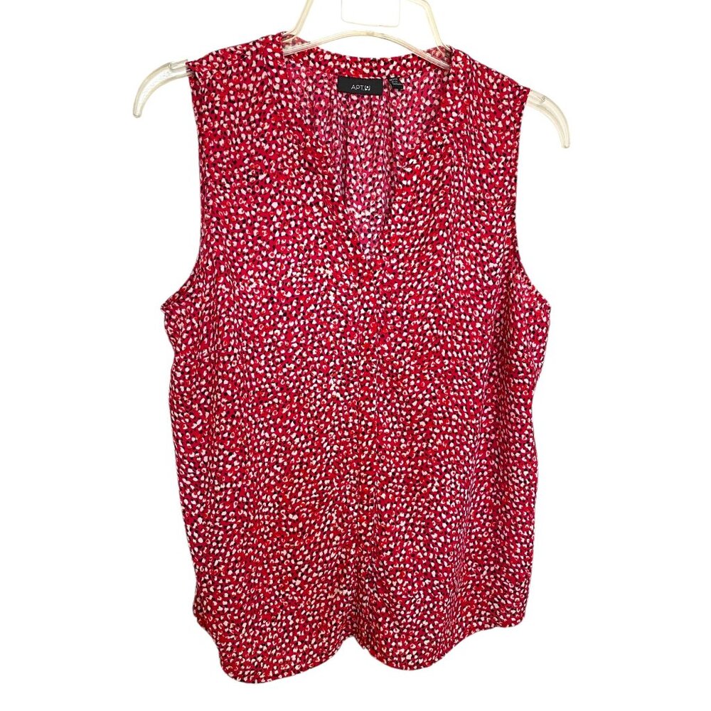 APT. 9 Petite Sleeveless Blouse PXL Pink Abstract Print Lightweight Top Casual